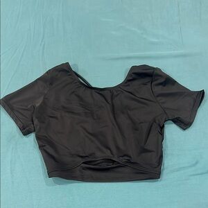 Avia Black Fitted Crop Bodysuit Swim Coverup